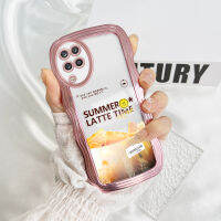 เคสโทรศัพท์ปลอกสำหรับ Samsung Galaxy A12 A12 5G Samsung A13เครื่องดื่มลาเต้เคสโทรศัพท์มีลายขอบหยักชุบซิลิโคนนิ่มเคสโทรศัพท์ปกป้องเคสกล้องเต็มรูปแบบ