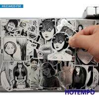 【LZ】 50pcs Terror Manga Junji Ito Tomie Spiral Anime Laser Fake Metal Art Sticker for Phone Laptop Skateboard Car Waterproof Stickers