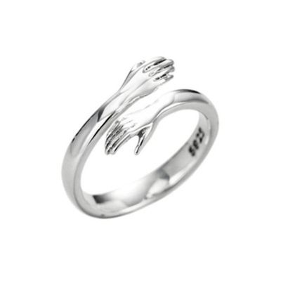 2021 New Creative Love Hug Ring Silvers Color Fashion Lady Open Rings Jewelry Gifts For Lovers Valentine amp; 39;s Day Present