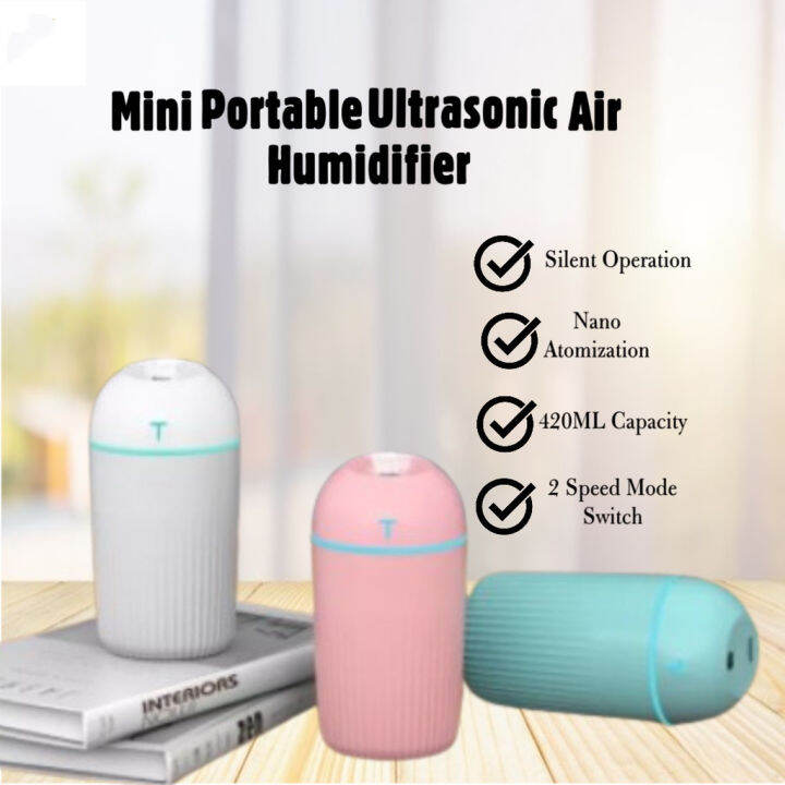 420ML Mini Portable Ultrasonic Air Humidifer Aroma Essential Oil ...