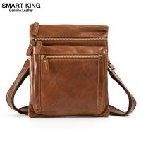 Smart King New Crossbody Bags For Men Genuine Cow Leather Retro Wax Oil Shoulder Bags Multifunction IPAD Bag