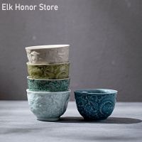 115Ml Retro Embossed Auspicious Dragon Art Tea Cup Ceramic Master Cup Single Cup Male Chazhan Household Kung Fu Tea Cup Tea Set