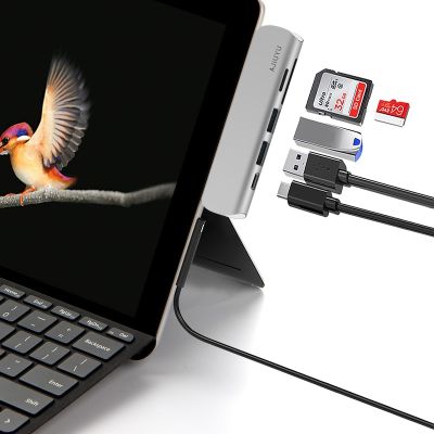 AJIUYU USB C ฮับไปยังท่าเรือหลาย USB3.0หัวแปลงสัญญาณ HDMI TF การ์ดรีดเดอร์ SD PD คิดค่าบริการสำหรับ Microsoft Surface Go Go2พอร์ต10.1 Type-C Feona