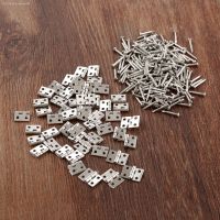 ►₪☈ 50Pcs/lot 8x10mm Mini Hinges w/Nails 4 Holes Silver White Furniture Hardware Decor Small Cupboard Door Hinges Jewelry Wood Box