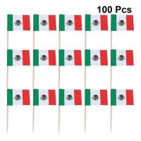 100pcs Mexico Stick Flag Mexican Canada Brazil Cocktail Picks Party Decorative Mexican Toothpick Celebration National Flags Cables