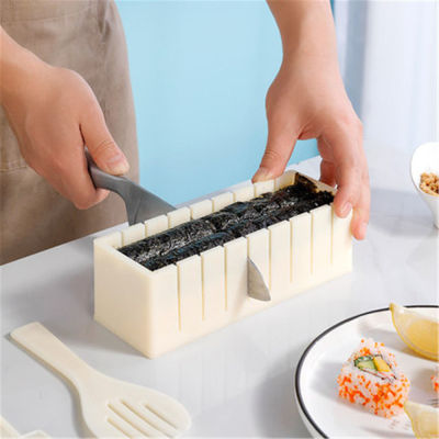 10ชิ้นชุดพลาสติกซูชิชุดเครื่องมือครัวเครื่องมือชุดซูชิแม่พิมพ์ซูชิข้าวบอลเค้กม้วนแม่พิมพ์ซูชิชง