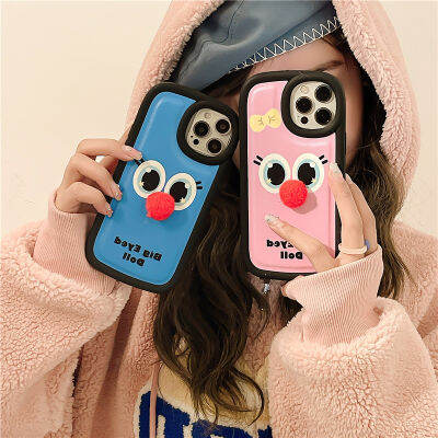 เคส Emoji จมูกสีแดงน่ารักสำหรับ iPhone14Promax เคสหนังสีชมพูสำหรับ iPhone12Pro เคสซิลิโคนสีดำสำหรับ iPhone11 / 13Pro เคส Blue Stick สำหรับ iPhone14