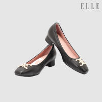 ELLE SHOES รองเท้าหนังแกะ ทรงส้นเหลี่ยม LAMB SKIN COMFY COLLECTION รุ่น Block heel สีดำ ELB003