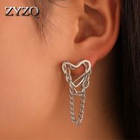 ZYZQ Creative Punk Love Long Chain Drop Earrings for Women Fashion Temperament Simple Heart Earrings Trendy Street Jewelry 2021