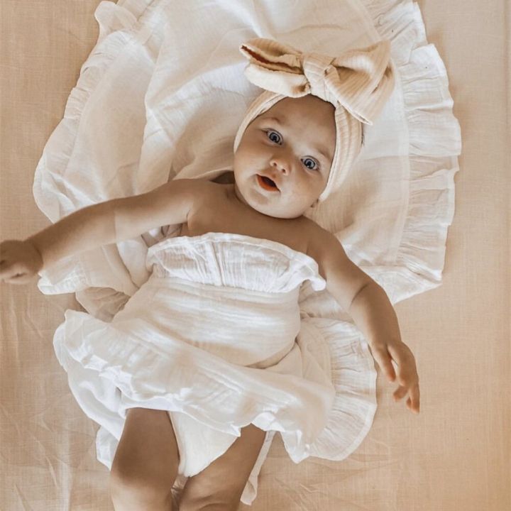 ins-ผ้าห่มผ้าห่มเด็กผ้ามุลลิน-ruffled-สำหรับเด็กแรกเกิดชุดเครื่องนอนเด็กอุปกรณ์สำหรับทารกอินทรีย์จะได้รับผ้าห่มผ้าฝ้ายอุ่น