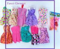 Fanzi ชุดตุ๊กตาแฮนด์เมด10ชิ้น + รองเท้าส้นสูง10X สำหรับตุ๊กตาของเล่นเด็ก