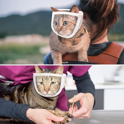 Cat โปร่งใส Muzzle Anti-Bite สายรัดเหนียวปรับได้ Breathable Anti-Scratch ลูกแมวขนาดเล็กปาก Cover Grooming อุปกรณ์