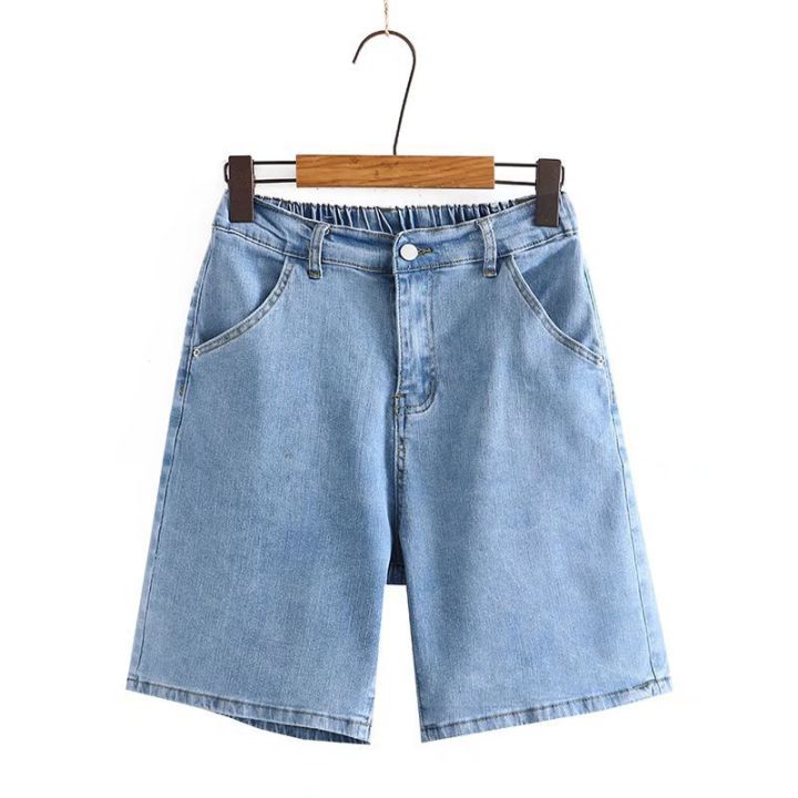 Plus Size Elastic Waist Denim Shorts