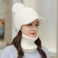 【YD】 Womens Knitted Flat Tongue Hat Piece Set Hair Warm Baseball Ear Protection Neck Waiver Wool