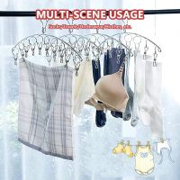 8-20 Clips Stainless Steel Clothes Drying Hanger Socks Pants Towel Dry Windproof Hooks Balcony Roof Clothing Rack Holder Laundry