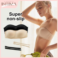 INTIMA เสื้อชั้นในรั้งแบบไม่มีสายรั้งสำหรับชุดชั้นในสตรีบราสายไร้สายถอดออกได้บราไร้รอยต่อสำหรับฤดูร้อนบราเลตต์ชั้นในล่องหนวันหยุดแต่งงานบรากันท่อลื่นเสื้อชั้นในทรงบี