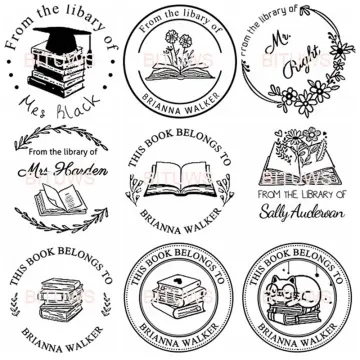 Custom Book Stamp LIBRARY STAMP Ex Libris Teacher Stamp