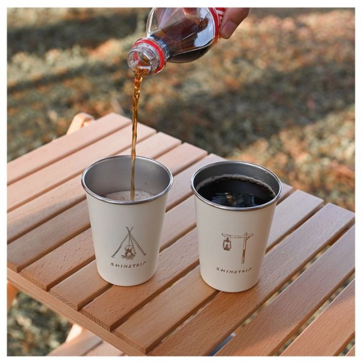 camping-mug-แก้วสเตนเลส-350-ml-ช่วยรักษาอุณหภูมิ-ร้อนเย็น-1ชุด-4-ใบ