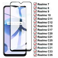 กระจกกันความร้อนอย่างเต็มที่9d C21สำหรับ Oppo Realme 7 8 C17 C15 C12 10 C25 C33 C30 Pro C31 C20ป้องกัน C11 9