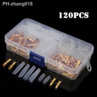 120Pcs Brass Bullet 3.5mm Wire Connectors Male amp; Female Crimping Terminals Set with Insulated Cover Gold / Transparent Kit