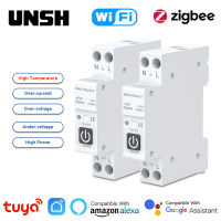 Tuya WiFi ZigBee Smart Circuit Breaker Switch พร้อมวัดแสง1P 63A DIN Rail Smart Life Control ทำงานร่วมกับ Alexa Home