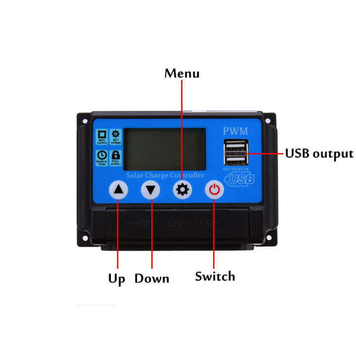 ตัวควบคุมชาร์จพลังงานแสงอาทิตย์-pwm-แบบ10a-50a-dc-12v-24การจดจำอัตโนมัติแผงควบคุมพลังงานแสงอาทิตย์ตัวควบคุม-usb-คู่