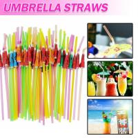 50PCS Disposable Straw Juice Smoothie Drink Flexible Umbrella Drinking Straw Stick Straws Beverage Mixing Bendable Art Straws Color Y3R0