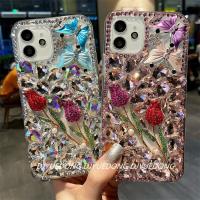 สำหรับ OPPO Reno 8 7 Z Se Pro 6 6z Pro 5 5Pro 5z 5F 5Lite 4 4F 4Lite 4SE F5 F7 F9 F11 F15 F17 F19 F21 Pro Plus ปลอกหรูหราเพชร Bling สูงเกรดเจาะน้ำพร้อมสว่านป้องกันเคสตก