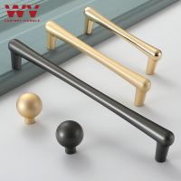 【LZ】✢  WV Kitchen Cabinet Handle Black Bright Gold Drawer Pulls and Knobs Furniture Wardrobe Zinc Alloy Cupboard Door Handles Hardware