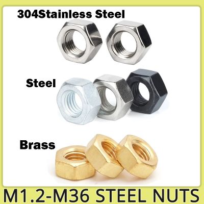 Stainless Steel Brass Hex Nut Metric Thread Nut M1.2 M1.6 M2 M2.5 M3 M4 M5 M6 M8 M10 M12 M14 M16 M18 M20 M22 M24 M27 M30 M33 M36