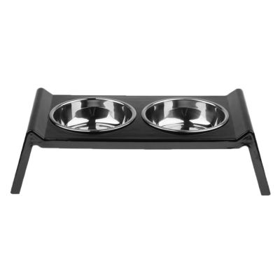 Elevated Stainless Steel Double Pet dog Bowl Feeding Station Raised Height Stand to Relieve Neck Stress Keep Healthy