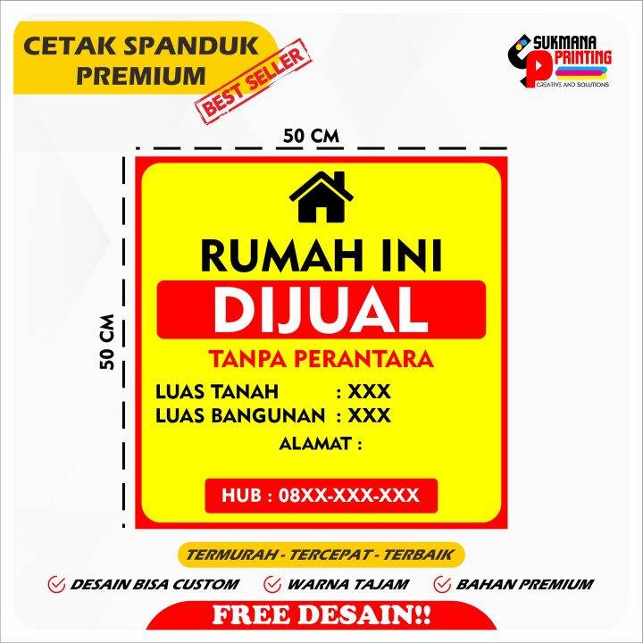 Spanduk Banner Jual Rumah Spanduk Rumah Diual Spanduk Tanah Dijual Bahan Premium Lazada