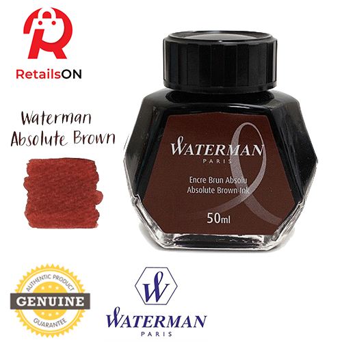 Waterman Ink Bottle 50ml Absolute Brown / Fountain Pen Ink Bottle 1pc