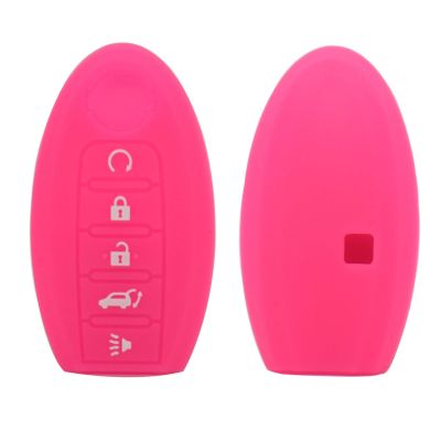 dvvbgfrdt Silicone Rubber Key Cover Case Fob For Nissan X Trail 2020 Rouge T32 Patrol Murano Htrail 5 Buttons Keyless Remote Protector Car