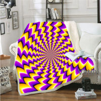 Spin illusion hiking picnic 3D print Sherpa beads blanket chit quilt cover