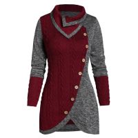 Home Nest Plus Size 5XL Winter Asymmetric Buttons Tops Tunic Sweater Women Warm Long Sleeve Knitted Pullover Sweaters Jumper