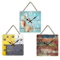 10 Inch Wooden Wall Clock Creative Retro Square Silent Hanging Clocks For Bedroom Living Room Decoration Pipe Fittings Accessories