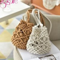 hot【DT】▥  Gusure Cotton Woven Crossbody Drawstring Crochet Beach Handbags Ladies Knitted Shopper Totes