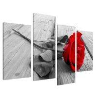 Large Black White Teal Rose Floral Canvas Wall Art Pictures on Grey Split Set Decor For Kitchen Living Room Drop shipping