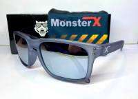 แว่นกันแดด MonsterX กรอบดำขุ่นด้าน เลนส์สีปรอทเงิน โพราไล X2