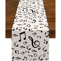 【cw】 Linen Anti Fouling Notes Table Runners Music Events Birthday Party Wedding Decorations Home Dining Room Table Decorations ！