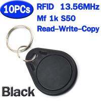 10PCs พวงกุญแจ ( Key Fob สีดำ BLACK ) UID RFID แบบความถี่สูง 13.56MHz (HF) มาตรฐาน Mif 1k S50 Writable Mif  0 zero HF ISO14443A ใช้กับเครื่อง Copy Cards ได้