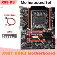 X99T Motherboard+Switch Cable+Baffle LGA2011 V3 M.2 NVME NGFF Support DDR3 4X16G Support E5 2666 E5 2673 E5 2678 V3 CPU