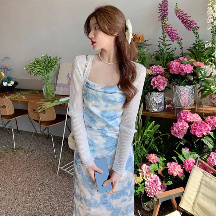april-sunny-2023-เดรสลายดอกไม้ฤดูร้อนผู้หญิงแขนกุดปาร์ตี้ชุดเดรสหรูหราแฟชั่นเกาหลี
