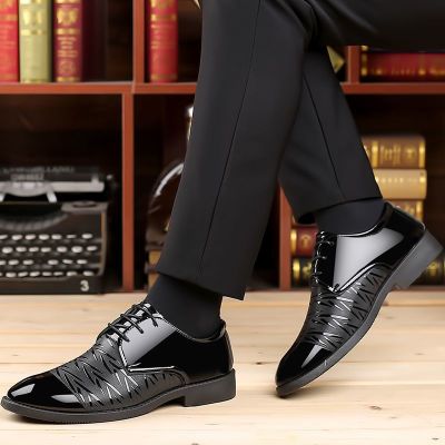 MIKEJIE รองเท้ารองเท้าหนังใส่ทำงานผู้ชาย,รองเท้าชุดเดรสระบายอากาศลำลองสีดำสไตล์อังกฤษ