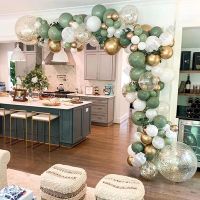 DIY Bean Green and White Balloon Garland Arch Kit for Baby Shower Bridal Shower Wedding Birthday Party Christmas Decoration