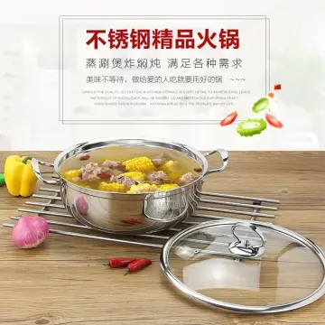 28cm Hot Pot Twin Divided Stainless Steel 28cm Cookware Hot Pot Ruled  Compatible