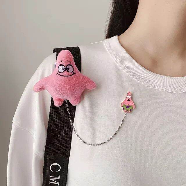 hz-stitch-pikachu-patrick-star-badge-plush-doll-brooch-bag-pendant-cartoon-pin-fashion-accessories-gift-zh