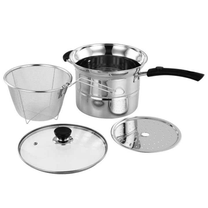 4pcs Stainless Steel Multi-functional Fryer & Pasta Pot With