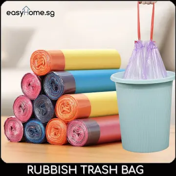 15pcs/roll Plastic Trash Bag, Modern Two Tone Drawstring Garbage Bag For  Household